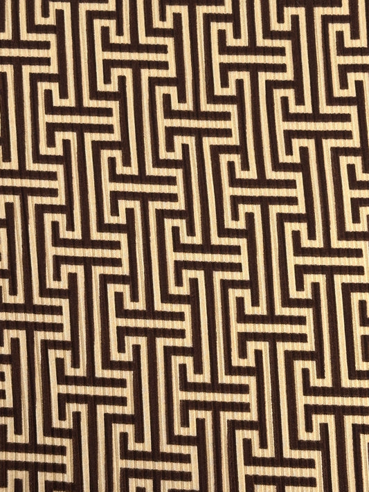 Brown Geometric Ribbed Knit