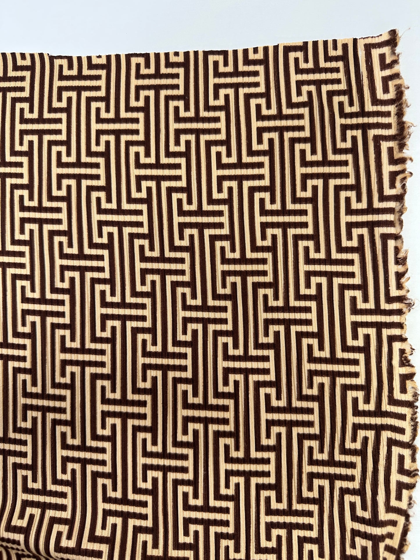 Brown Geometric Ribbed Knit