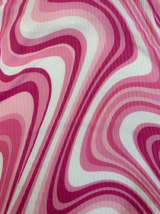 Pink Retro Swirl Ribbed Knit