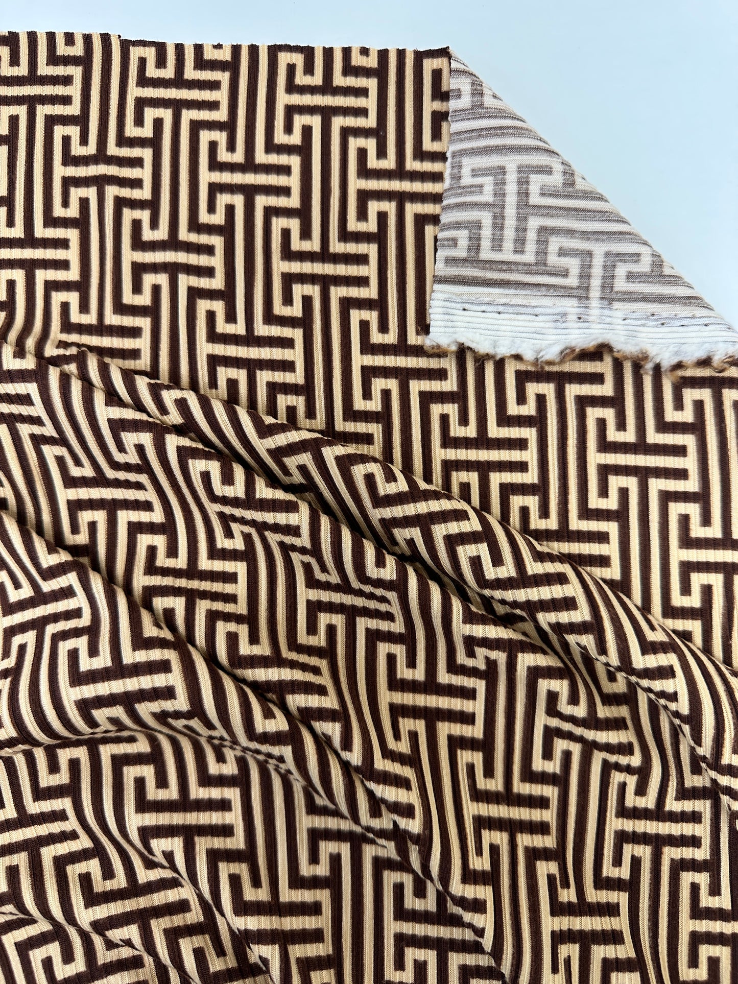 Brown Geometric Ribbed Knit